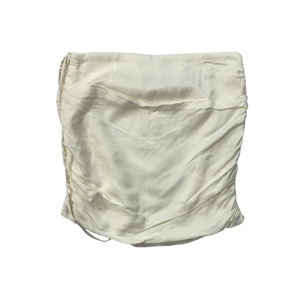 My Mum Made It Skirt Womens S Small Snow Ruched Draped Mini‎ Linen Blend Lined